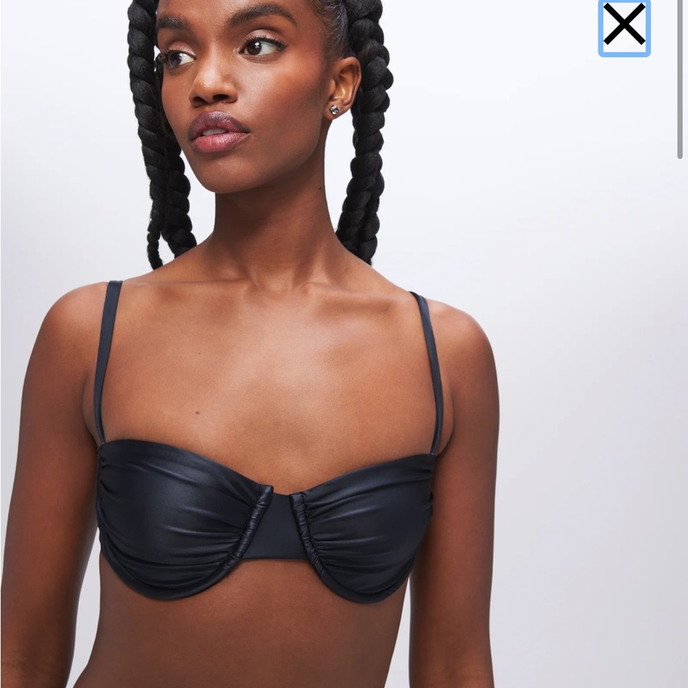 Good American Ruched Demi Cup Bikini Top NWT